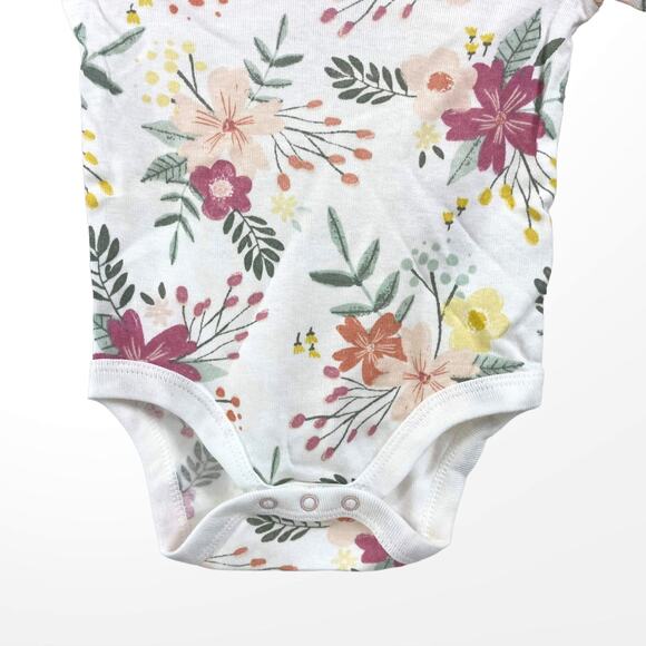 CLOUD ISLAND White Cotton Floral Long Sleeve Snap Closure Bodysuit - Picture 5 of 9